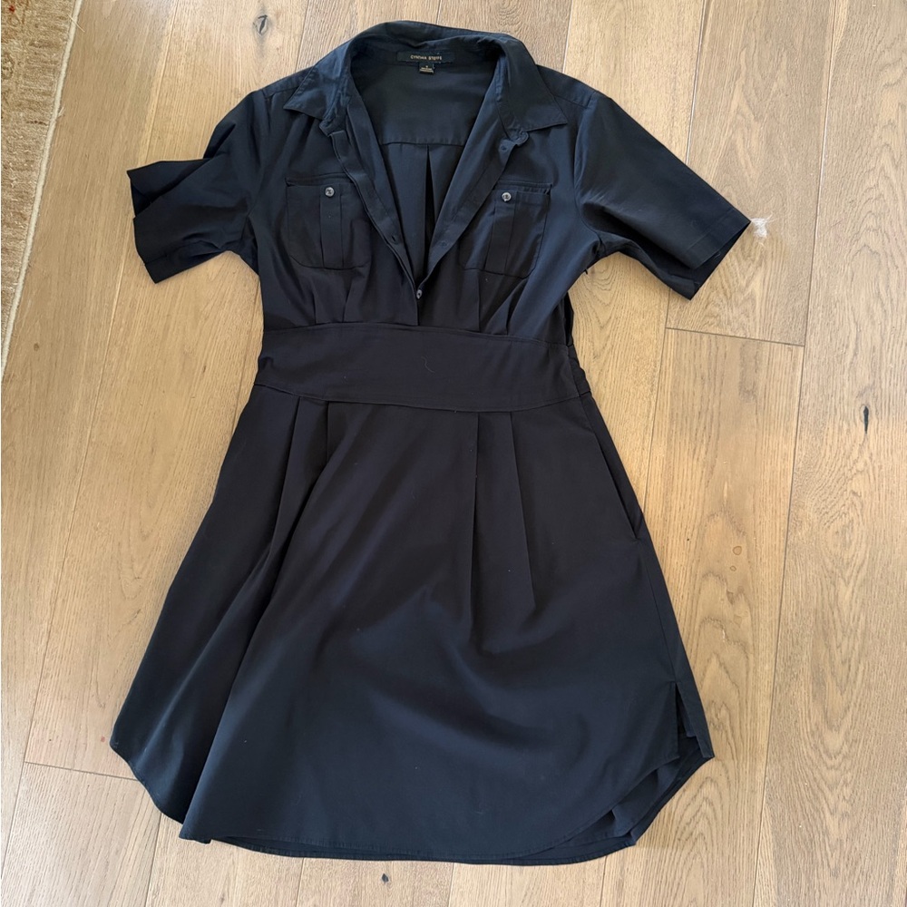 Cynthia Steffe Black Short-Sleeve Fit-and-Flare Dress